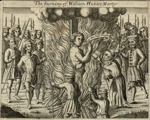 Die Verbrennung von William Hunter, Märtyrer (Gravur)