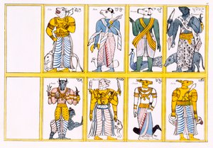 Die Teufel, einschließlich Ayimane, Sooniyan und Calloo-Coomare, aus Die Geschichte und Lehre des Buddhismus von Edward Upham, 1829 von English School
