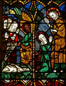 Das Ostfenster mit einer Auferstehungsszene: die heiligen Frauen am Grab; Maria Magdalena mit Christus? von English School