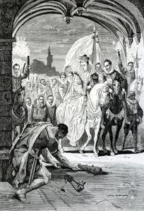 Der Eintritt von Königin Elisabeth in das Schloss Kenilworth, 19. Jahrhundert von English School