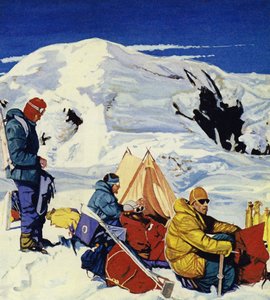 Die Expedition errichtete acht Lager, das letzte 2.000 Fuß unter dem Gipfel
