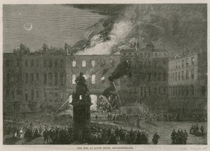 Das Feuer im Savile House, Leicester Square, London von English School