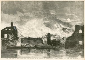 Das Feuer im Camden Town Güterbahnhof der London und North-Western Eisenbahn von English School