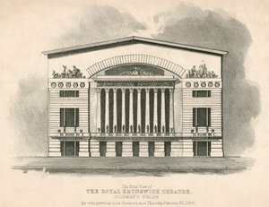Die Vorderansicht des Königlichen Brunswick Theaters, Goodmans Fields, London von English School