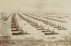 Die größte Versammlung von Kriegsschiffen, die die Welt je gesehen hat (Lithografie)