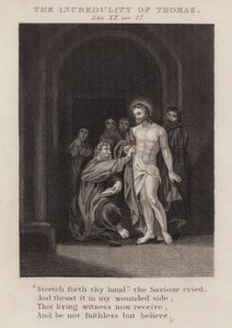 Der Unglaube des Thomas, Johannes XX, Vers 27 von English School