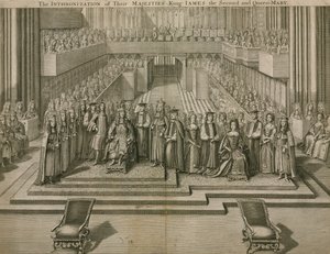 Die Inthronisation Ihrer Majestäten König Jakob II. und Königin Maria in der Westminster Abbey