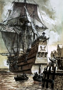 Der letzte Anblick der Pilgerväter war der Hafen von Southampton von English School
