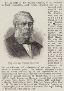 Der verstorbene Mr. William Chaffers (Gravur) von English School