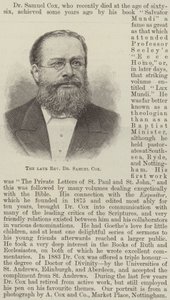 Der verstorbene Reverend Dr Samuel Cox (Gravur) von English School