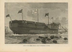 Der Stapellauf der deutschen Panzerschiff-Fregatte Deutschland von English School