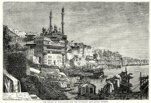 Die Moschee von Aurungzebe und der Madhoray Ghat Benares (Gravur) von English School