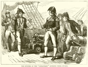 Die Offiziere der Chesapeake bieten ihre Schwerter an