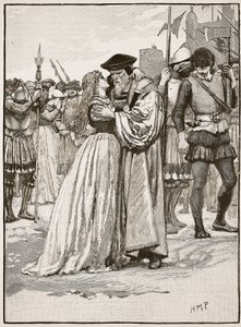 Der Abschied von Sir Thomas More und seiner Tochter, Illustration aus Cassells Illustrierter Geschichte Englands von English School