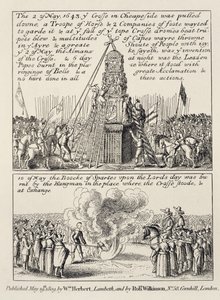 Der Abriss des Cheapside-Kreuzes durch Ikonoklasten und Puritaner und das Verbrennen des Buches der Sportarten am selben Ort am folgenden Sonntag im Mai 1643, 1809