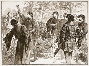 Der Streit in den Temple Gardens, Illustration aus Cassells Illustrierter Geschichte Englands von English School