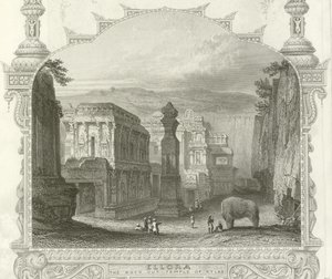 Der Felsentempel von Kailah, Ellora, Indien von English School