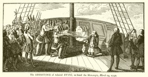 Die Erschießung von Admiral Byng an Bord der Monarque, 14. März 1757 von English School