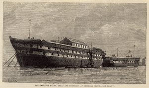 Die Pocken-Hulks, Atlas und Endymion, bei Deptford Creek