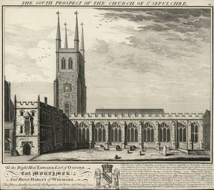 Die Südansicht der Kirche St Sepulchre