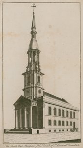 Die südwestliche Aussicht auf die Kirche St. Leonard, Shoreditch von English School