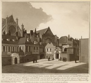 Die südwestliche Ansicht von Little Deans Yard von English School