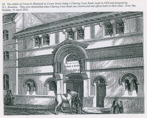 Die Ställe von Crosse & Blackwell in der Crown Street (heutige Charing Cross Road)