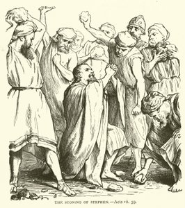 Die Steinigung des Stephanus, Apostelgeschichte, vii, 59 (Gravur) von English School