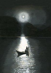Die Sonne in einer Mittsommernacht in Lappland