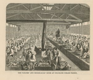 Schneider- und Schusterraum im Coldbath Fields Prison von English School