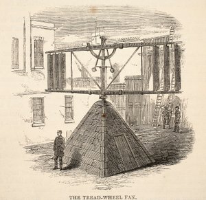 Das Tretmühlenrad, Illustration aus The Criminal Prisons of London and Scenes from Prison Life von Henry Mayhew und John Binny, veröffentlicht 1862 von English School