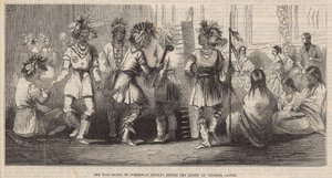 Der Kriegstanz der Ojibbeway-Indianer vor der Königin im Windsor Castle
