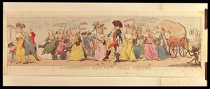 Die Frauen von Les Halles bringen Ludwig XVI. (1754-93) von Versailles, veröffentlicht von S.W. Fores, 1789 von English School