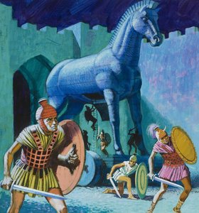 Das hölzerne Pferd von Troja von English School