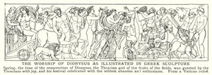 Die Verehrung des Dionysos, wie sie in der griechischen Skulptur dargestellt wird (Lithografie) von English School