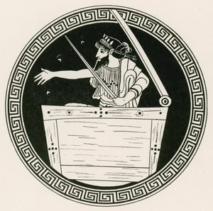 Thoas in der Truhe (Gravur)
