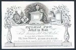 Thomas Tow, Künstler im Haar, Visitenkarte von English School