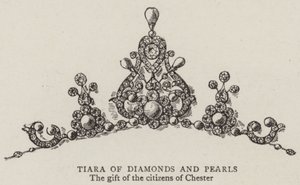 Tiara aus Diamanten und Perlen (Stich)