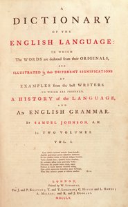 Titelseite von Johnsons Wörterbuch der menschlichen Sprache, London, 1755