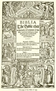 Titelseite der Bibel von 1535 von English School
