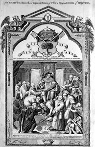 Titelseite, Die Waffen des Papstes aus Das neue und vollständige Buch der Märtyrer von Paul Wright von English School