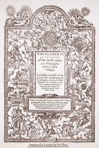 Titelseite der frühen Übersetzung von Euklids Elementen, gedruckt von John Day, London, 1570-71 von English School