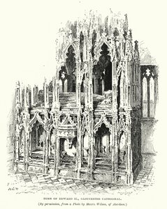 Grab von König Edward II., Gloucester Kathedrale (Gravur) von English School