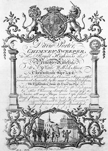 Handelskarte von David Porter, Schornsteinfeger und Nachtwächter, 19. Jahrhundert