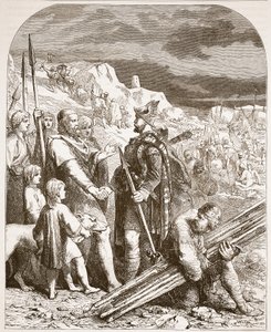 Vertrag von Hengist und Horsa mit Vortigen, Illustration aus Cassells Illustrierter Geschichte Englands