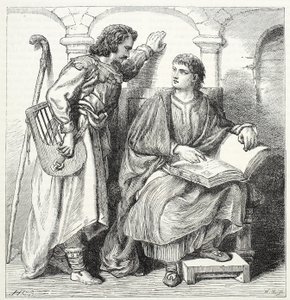 Troubadour und Barbe, Illustration aus Die Geschichte des Protestantismus von James Aitken Wylie, veröffentlicht 1878