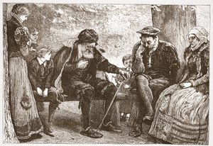 Unter den Lindenbäumen, Illustration aus The History of Protestantism von James Aitken Wylie, veröffentlicht 1878