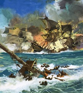 Unidentifiziertes Segelschiff explodiert