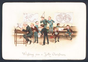 Ungezogene Schüler im Klassenzimmer, Weihnachtskarte