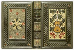 Obere und untere Einbände mit Gitarren- und Blumendesigns, 1843